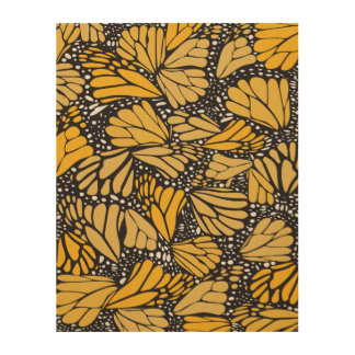 Wooden print printed monarch butterfly