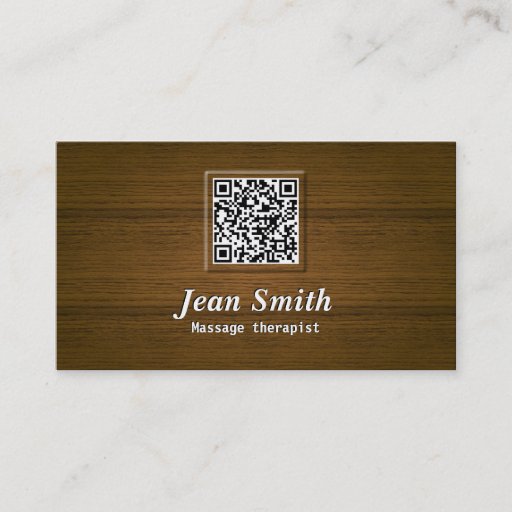 Customizable Wooden QR Code Massage Therapist Business Card