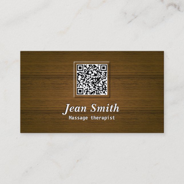 Wooden QR Code Massage Therapist Business Card (Front)