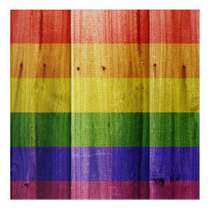 Wooden rainbow pride flag acrylic print