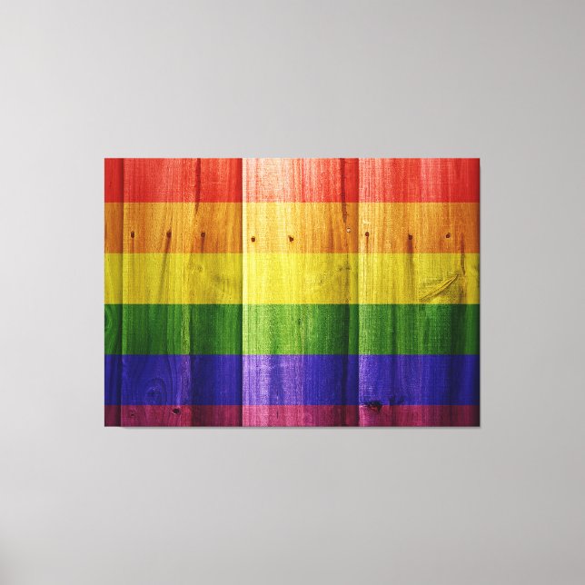 Wooden rainbow pride flag canvas print (Front)
