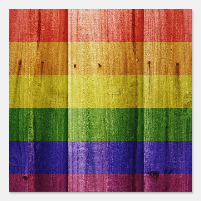 Wooden rainbow pride flag sign (Front)