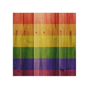 Wooden rainbow pride flag wood wall art