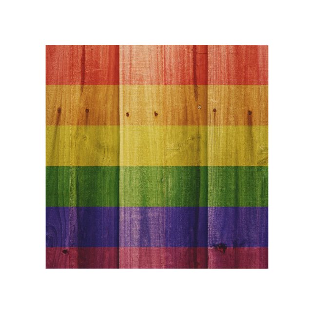 Wooden rainbow pride flag wood wall art (Front)