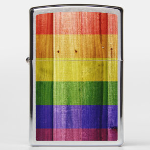 Wooden rainbow pride flag zippo lighter