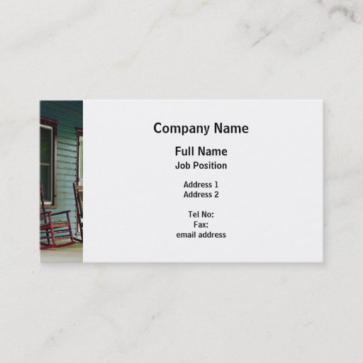Customizable Wooden Rocking Chairs on Porch Business Card