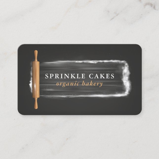 Wooden Rolling Pin Bakery Business Card (Front)