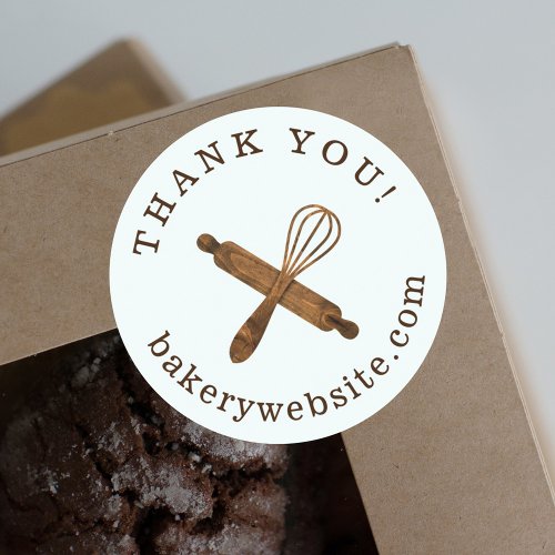 Wooden Rolling Pin  Whisk Bakery Thank You Classic Round Sticker