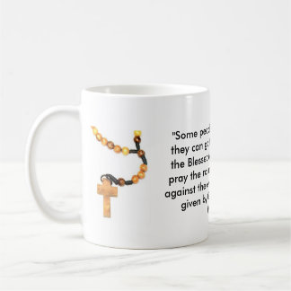 Wooden Rosary With St. Padre Pio Words Coffee Mug