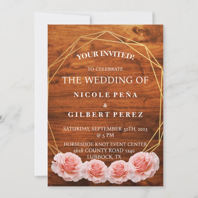 Wooden Rose Invitation (Front)
