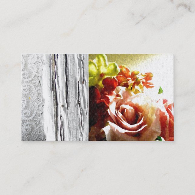 Wooden Rose Lace Country Western Business Cards (Front)