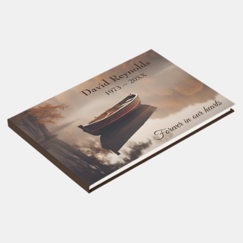 Wooden Row Boat On Autumn Lake Guest Book