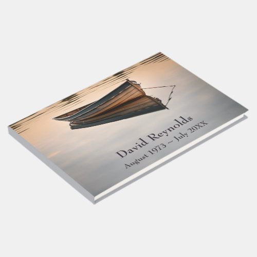 Wooden Row Boat On Lake Memorial Book