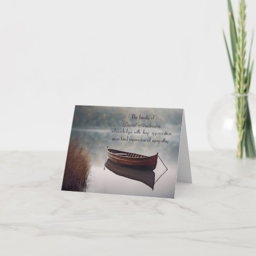 Wooden Row Boat Sympathy Thank You from Family Card