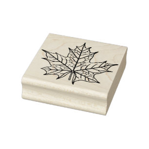 Wooden Rubber Stamp - Maple Leaf