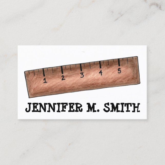 Wooden Ruler Math Teacher Tutor Mathematics School Business Card (Front)