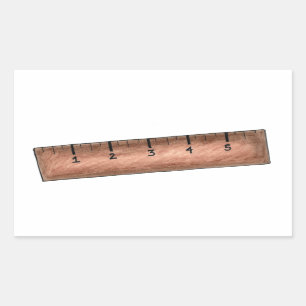 Wooden Ruler Measuring Stick School Math Teacher Rectangular Sticker