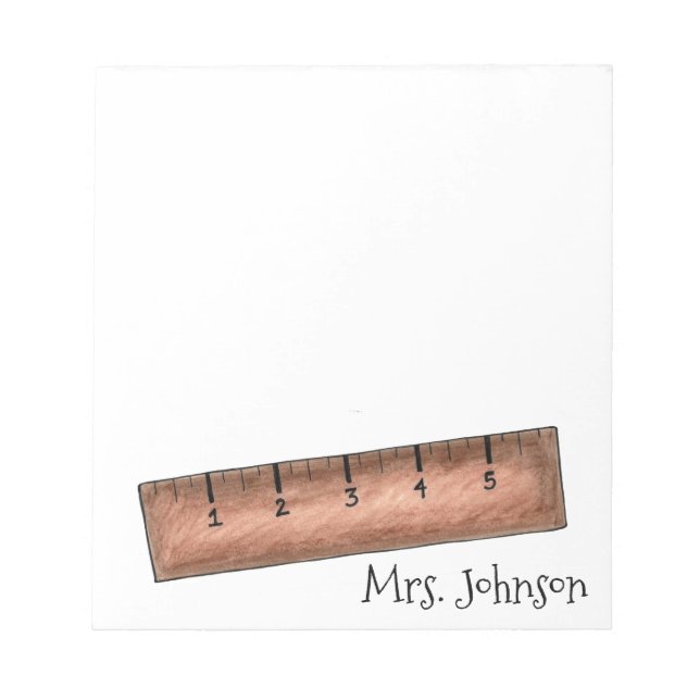 Wooden Ruler Personalized School Teacher Notepad (Front)