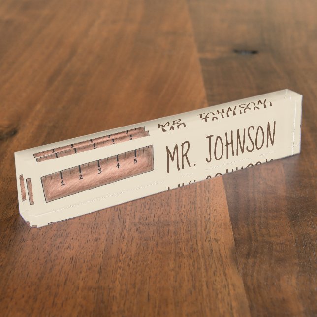 Wooden Ruler School Supplies Teacher Education Desk Name Plate (Side)