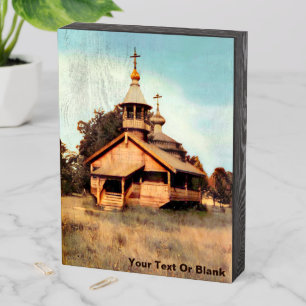 Wooden Russian Church Box Sign