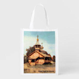 Wooden Russian Church Grocery Bag