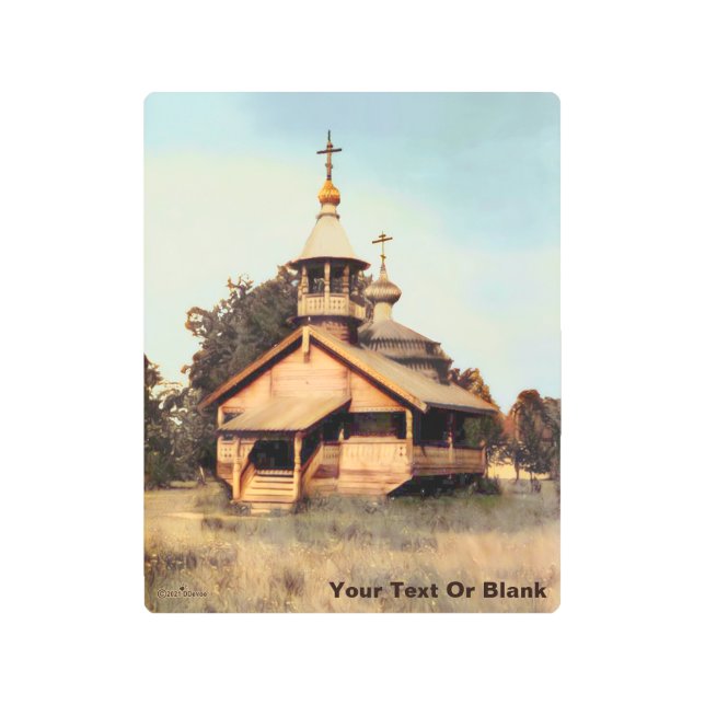Wooden Russian Church Metal Print (Front)