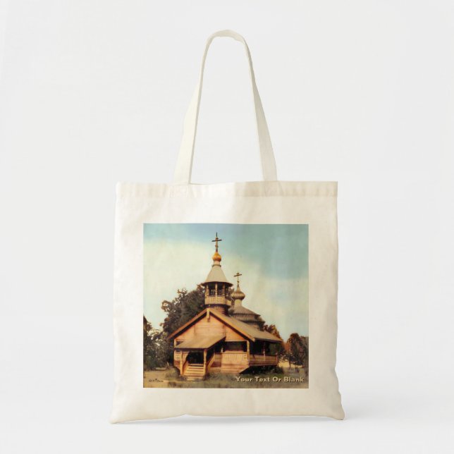 Wooden Russian Church Tote Bag (Front)