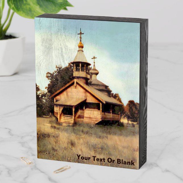 Wooden Russian Church Wooden Box Sign (In Situ Vertical)