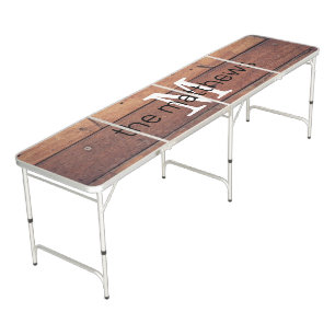 Wooden Rustic Pattern Monogrammed Personalised Beer Pong Table