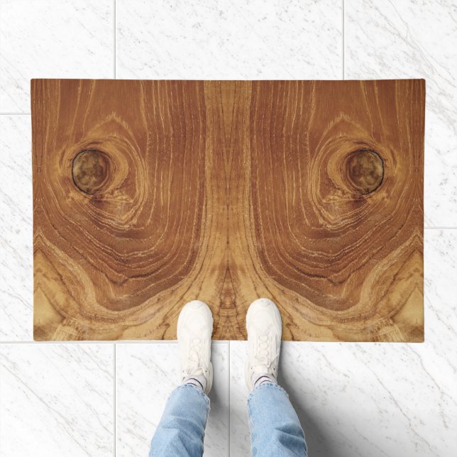 Wooden Rustic Teak Wood Texture Wood Grain Photo Doormat (Indoor)