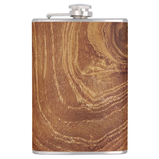 Wooden Rustic Teak Wood Texture Wood Grain Photo Flask (Front)