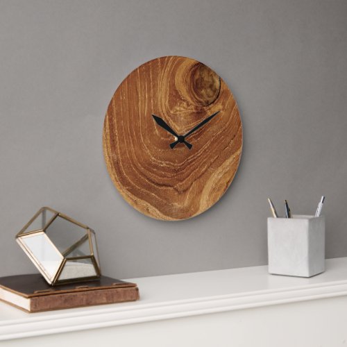 Wooden Rustic Teak Wood Texture Wood Grain Photo Large Clock