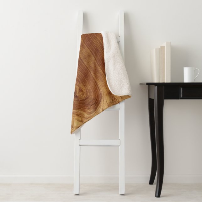 Wooden Rustic Teak Wood Texture Wood Grain Photo Sherpa Blanket (In Situ)