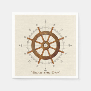 wooden sailboat helm and compass napkins