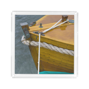 Wooden Sailboat In Water Acrylic Tray