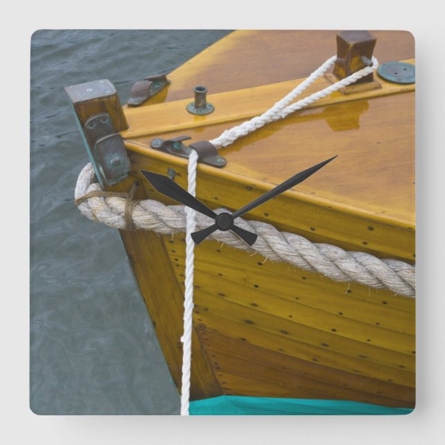 Wooden Sailboat In Water Square Wall Clock (Front)