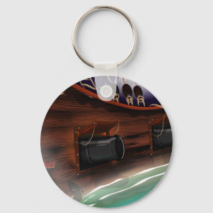 Wooden Sailship Cannon Keychain