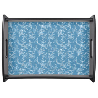 Wooden Serving Tray: Lilies-of-the-Valley, Blue Tray