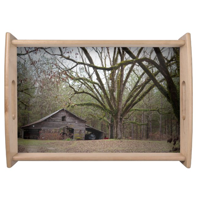 Wooden Serving Tray of a Rural South Georgia Barn (Front)
