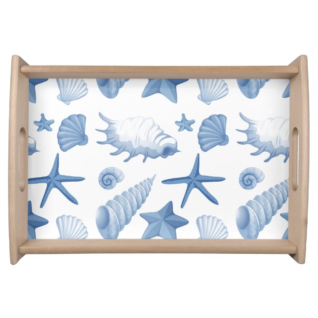 Wooden Serving Tray-Seashells Serving Tray (Front)