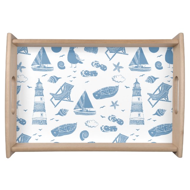 Wooden Serving Tray-Seashells Serving Tray (Front)