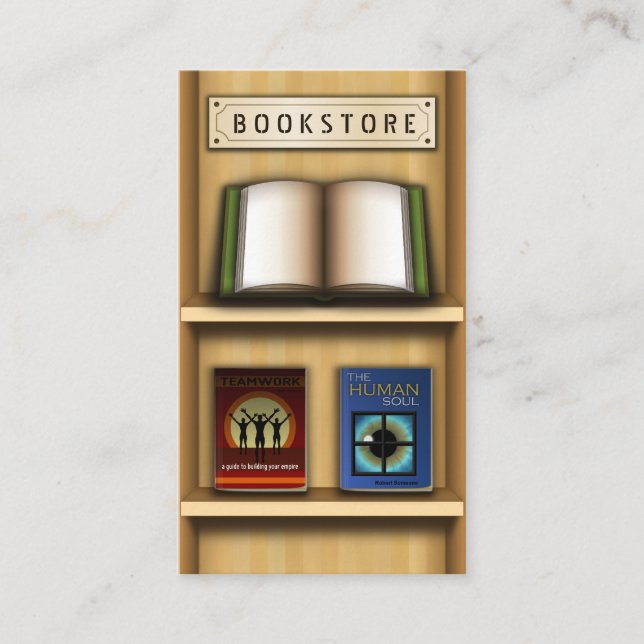 Wooden Shelf Book Store Bookstore Business Cards (Front)