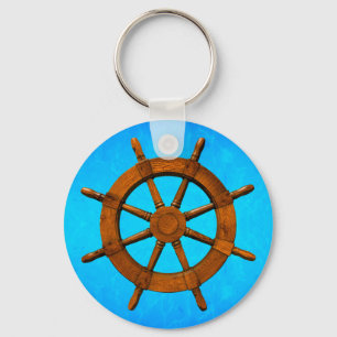 Wooden Ship Wheel Keychain