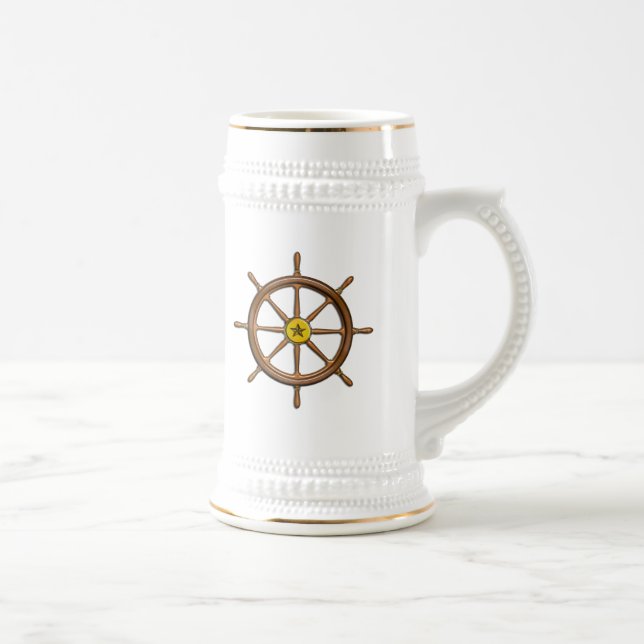 Wooden Ship's Wheel Beer Stein (Right)