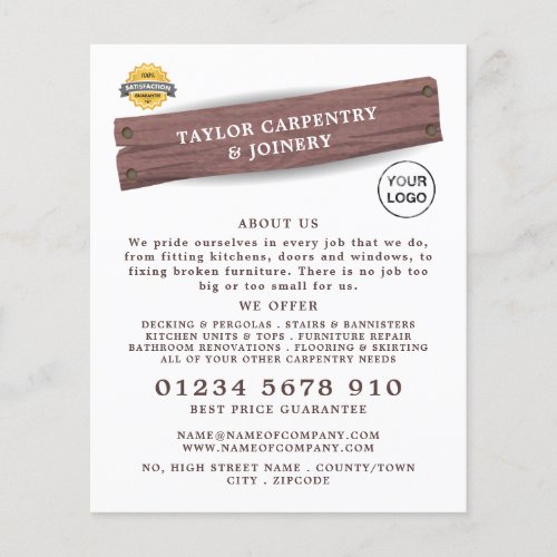 Wooden Sign Carpentry Carpenter Advertising Flyer