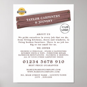 Wooden Sign, Carpentry, Carpenter Advertising Poster