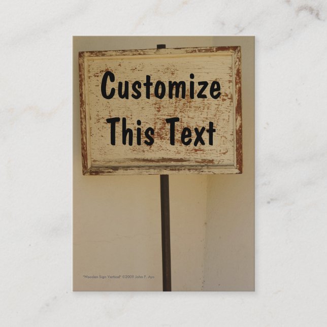 Wooden Sign Vertical Business Card (Front)