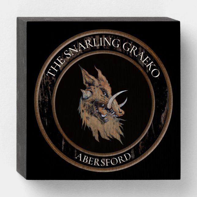Wooden Snarling Graeko Pub Sign (Front Horizontal)