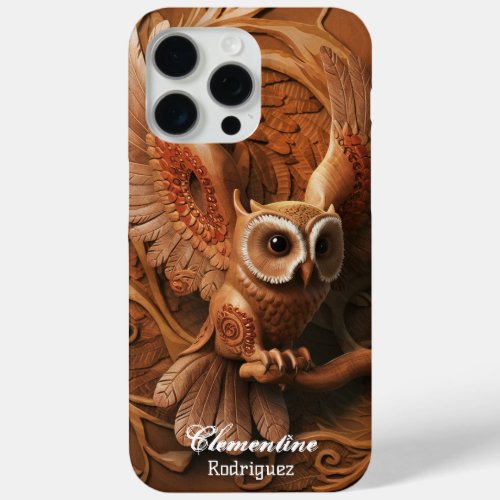  Wooden Snow Owl Soaring iPhone 15 Pro Max Case