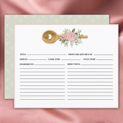 Wooden Spoon Bridal Shower Recipe Card